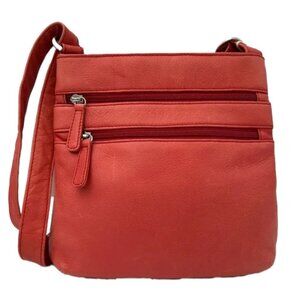 Osgoode Marley Brooke Triple Zip Leather Crossbody Bag Pale Lipstick Pink RFID